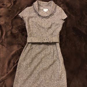 Talbots peppered frayed dress with belt